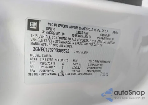 2008 Chevrolet Avalanche 1500 Ls из США, поврежденный, VIN 3GNEC12028G305692